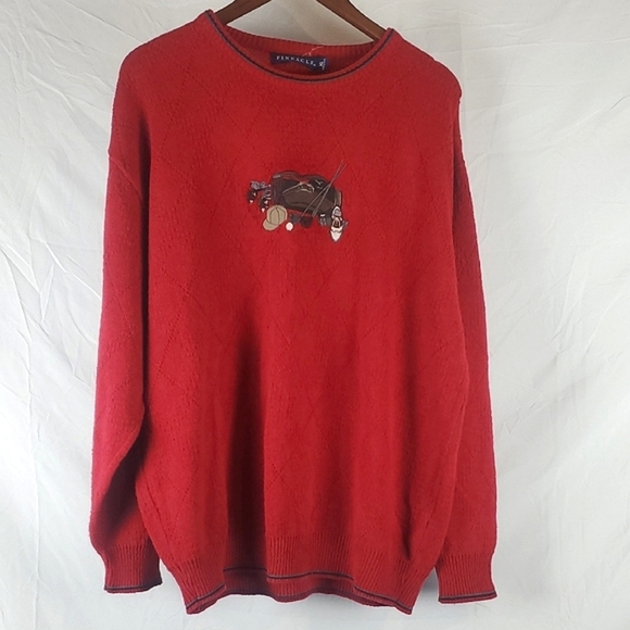 Vintage Other - Vintage Pinnacle Golf‎ Embroidered Red Sweater